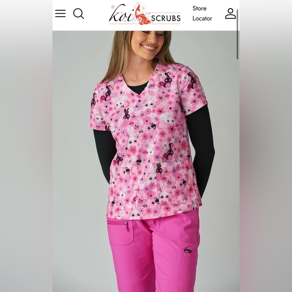 NWT Koi Leslie Top with Fluff Bunnies Print (S)